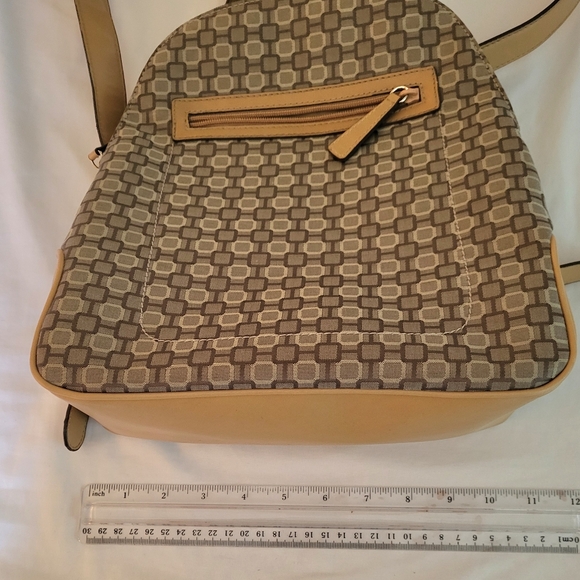 Nine West Camel Tan Small Mini Backpack Bag Pockets Clean No Wear Cloth - Picture 12 of 12
